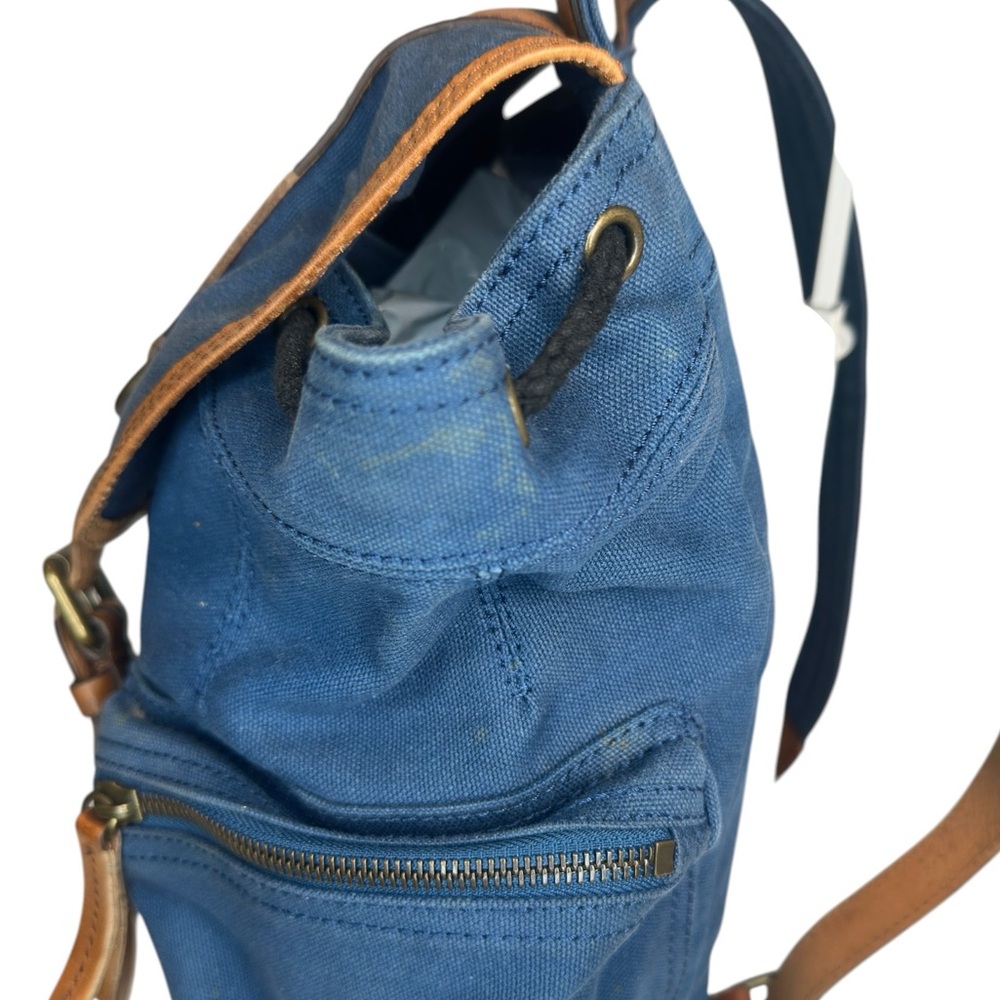 Burberry Blue Canvas & Brown Leather Unisex Backpack - Picture 3 of 12